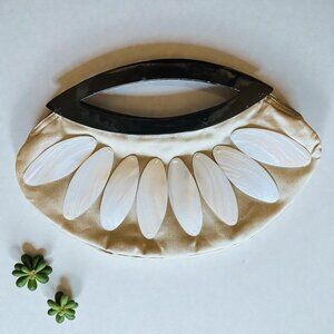 Unique Elegant Vintage Silk Seashell Clutch Bag Luxury Travel OS
